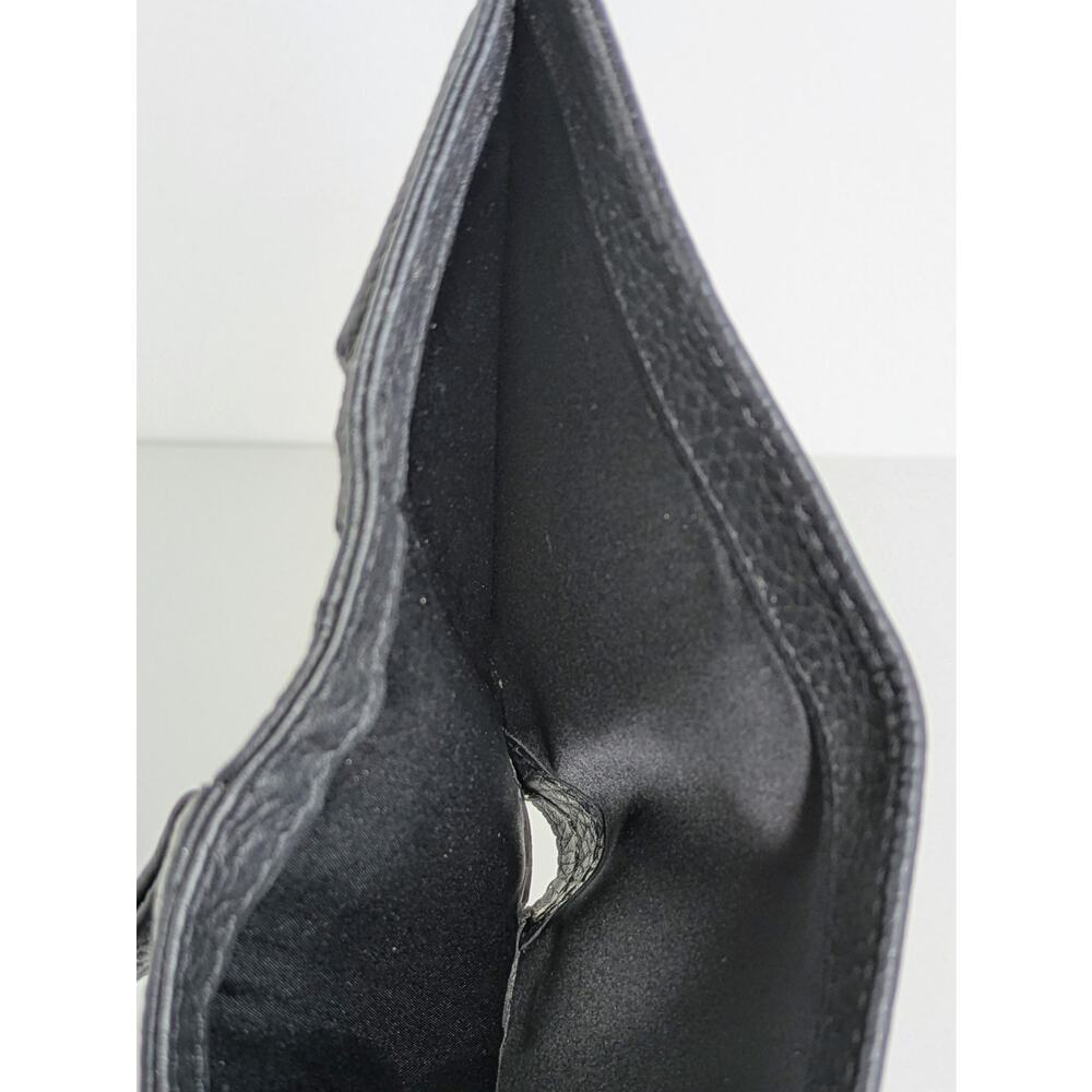 Strathberry Crescent Wallet Black Pebbled Leather Bifold Signature Hinge Bar - Picture 7 of 16